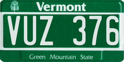 VT license plate VUZ376