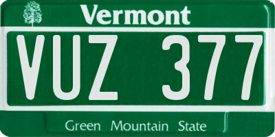VT license plate VUZ377