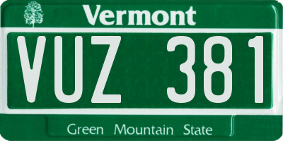 VT license plate VUZ381