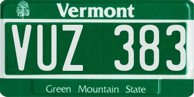 VT license plate VUZ383