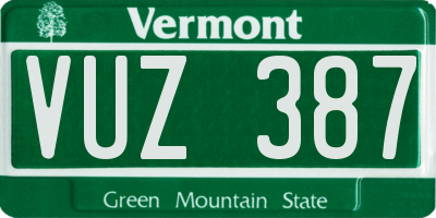 VT license plate VUZ387