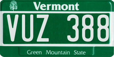 VT license plate VUZ388