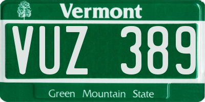 VT license plate VUZ389