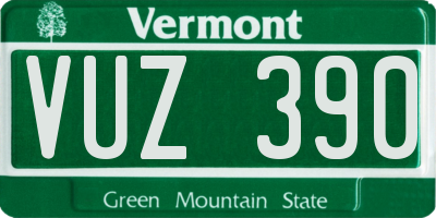 VT license plate VUZ390