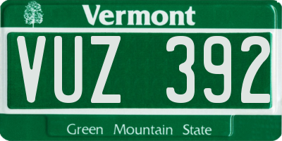 VT license plate VUZ392