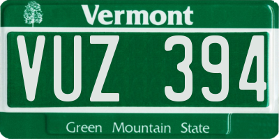 VT license plate VUZ394