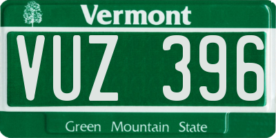 VT license plate VUZ396