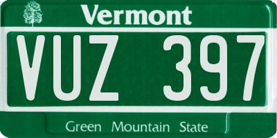 VT license plate VUZ397