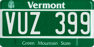 VT license plate VUZ399