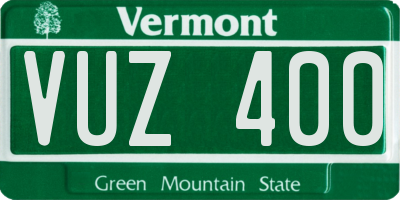 VT license plate VUZ400