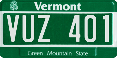 VT license plate VUZ401