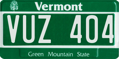 VT license plate VUZ404