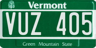 VT license plate VUZ405