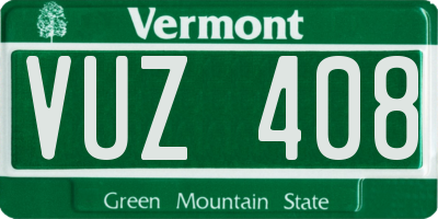 VT license plate VUZ408
