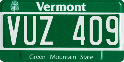 VT license plate VUZ409