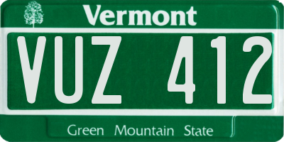 VT license plate VUZ412