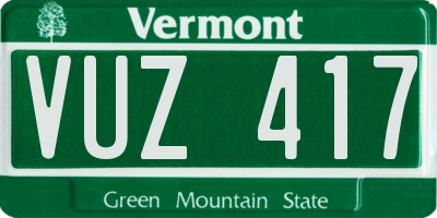 VT license plate VUZ417