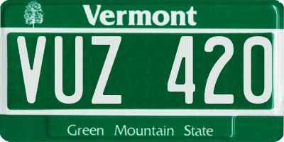VT license plate VUZ420