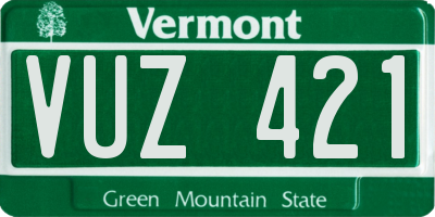 VT license plate VUZ421
