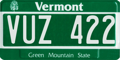VT license plate VUZ422