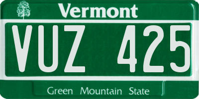 VT license plate VUZ425