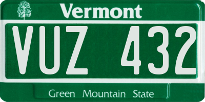 VT license plate VUZ432