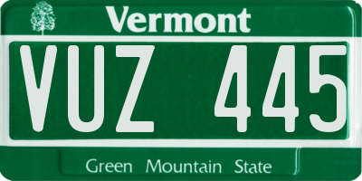 VT license plate VUZ445