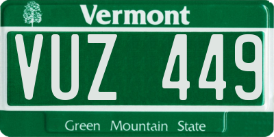 VT license plate VUZ449
