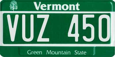 VT license plate VUZ450