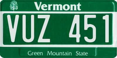 VT license plate VUZ451