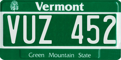 VT license plate VUZ452