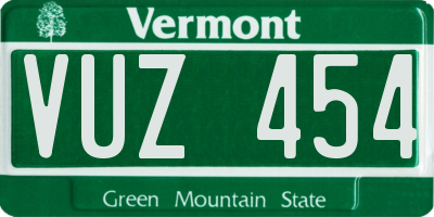 VT license plate VUZ454