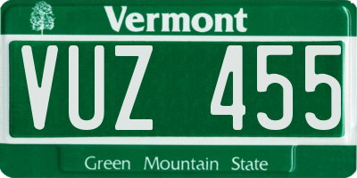 VT license plate VUZ455