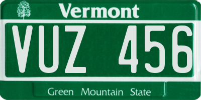 VT license plate VUZ456