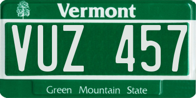 VT license plate VUZ457