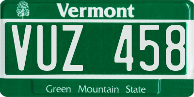 VT license plate VUZ458