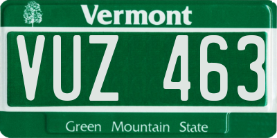 VT license plate VUZ463