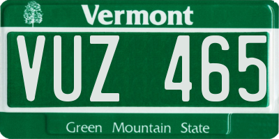 VT license plate VUZ465