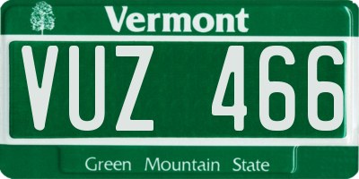 VT license plate VUZ466
