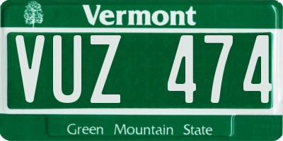 VT license plate VUZ474