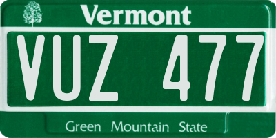 VT license plate VUZ477