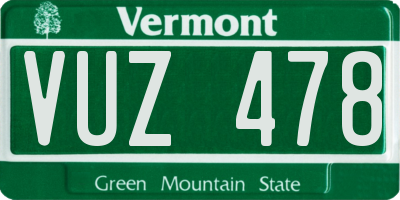 VT license plate VUZ478