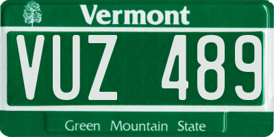 VT license plate VUZ489