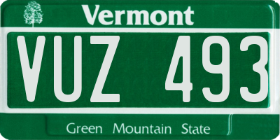 VT license plate VUZ493
