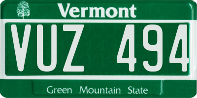 VT license plate VUZ494