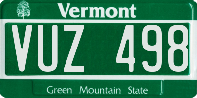 VT license plate VUZ498