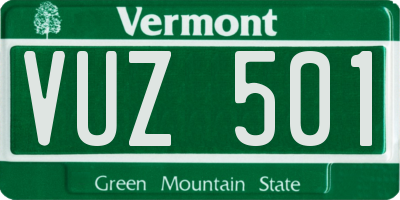 VT license plate VUZ501