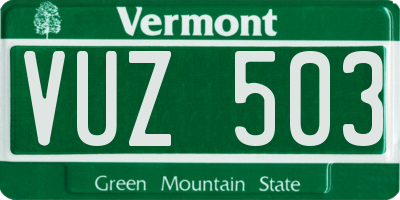 VT license plate VUZ503