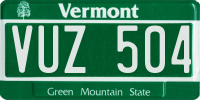 VT license plate VUZ504