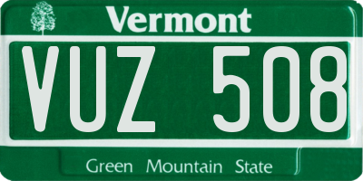 VT license plate VUZ508